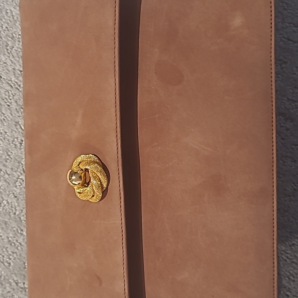 Tan clutch, suede
